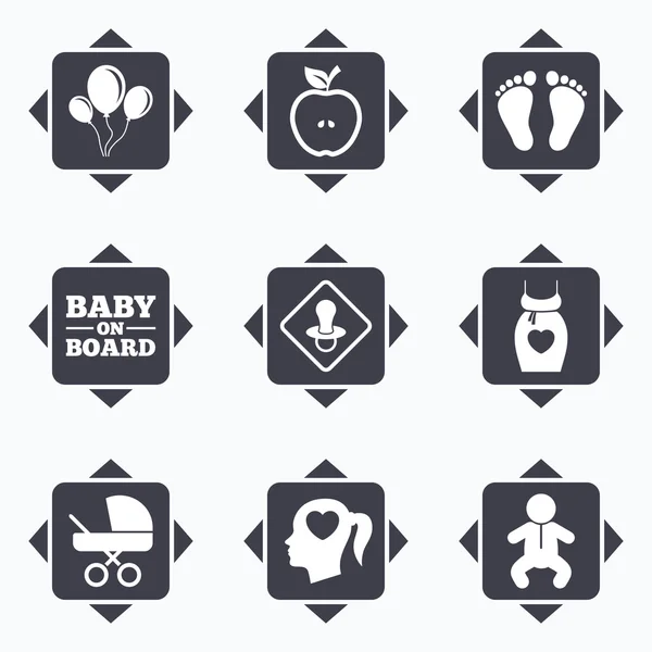 Icônes Grossesse, maternité et soins pour bébés . — Image vectorielle