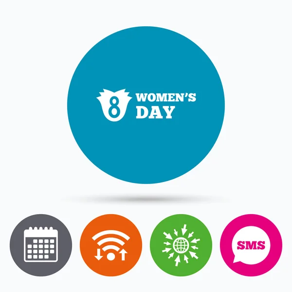 8 maart vrouwen dag teken pictogram. bloemsymbool. — Stockvector