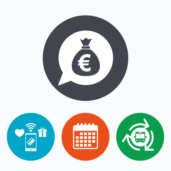 Icône de signe de sac d'argent. Euro EUR monnaie . — Image vectorielle