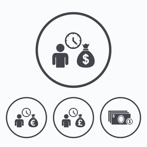 Icônes de prêts bancaires. Argent comptant symboles . — Image vectorielle