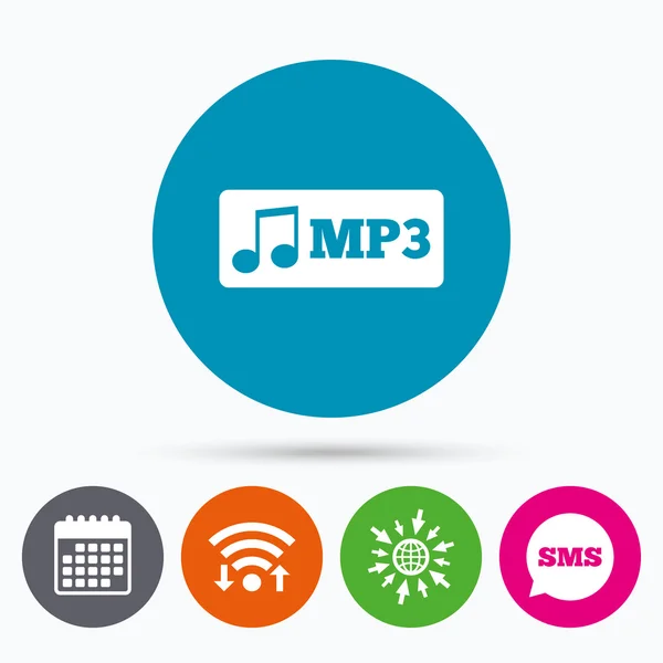 Ícone sinal de formato de música Mp3. Símbolo musical . — Vetor de Stock