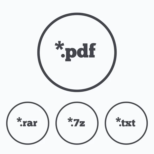 Segni di documenti. Simboli estensioni file . — Vettoriale Stock