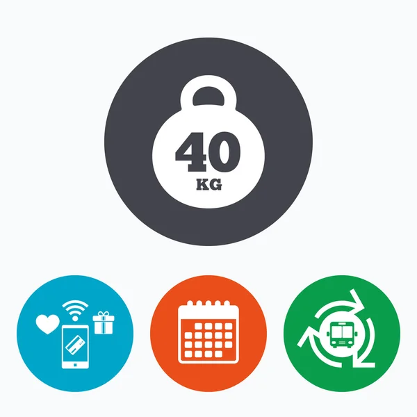 Weight sign icon. 40 kilogram (kg). Sport symbol — Stock Vector