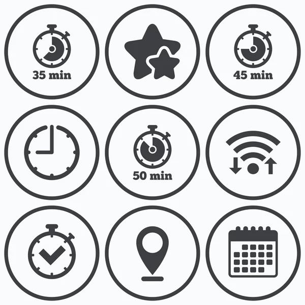 De pictogrammen van de timer. Vijftig minuten stopwatch-symbool. — Stockvector