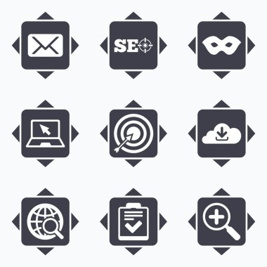 Internet, seo simgeler. Denetim listesi, hedef işaretleri.