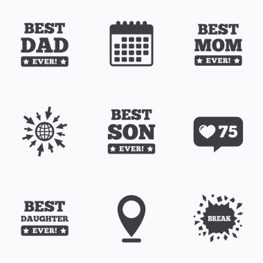 En iyi anne ve baba, oğlu, kızı simgeler.