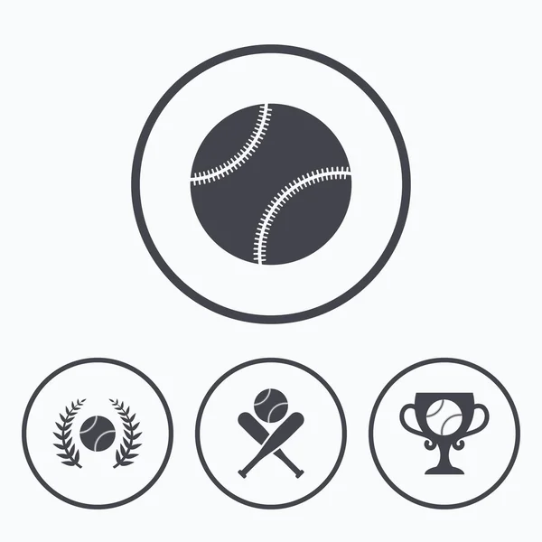 Baseball ikony. piłka z rękawic, nietoperz, symbole. — Wektor stockowy