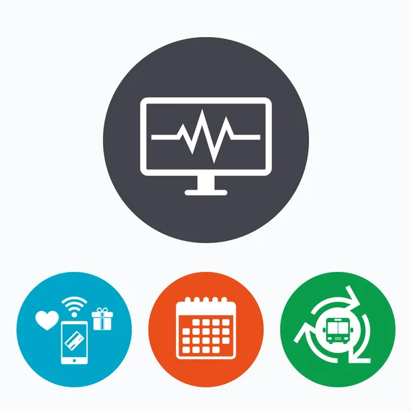 Ícone do sinal de monitorização do cardiograma. Batimentos cardíacos . — Vetor de Stock