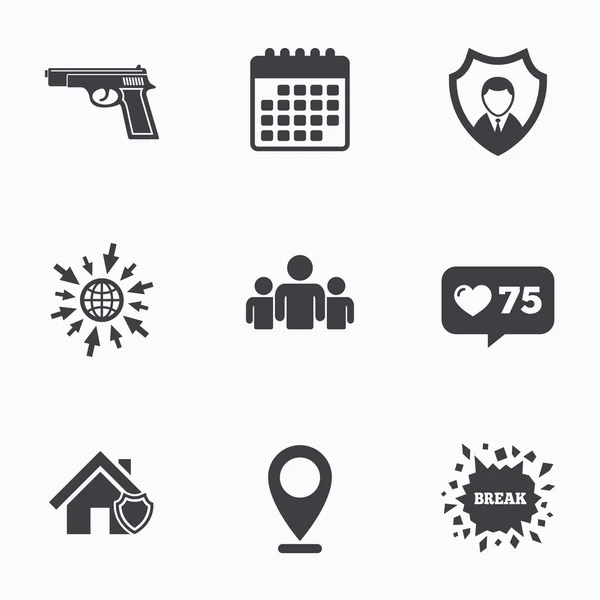 De pictogrammen van de Agentschap van de veiligheid. Home-schild bescherming. — Stockvector