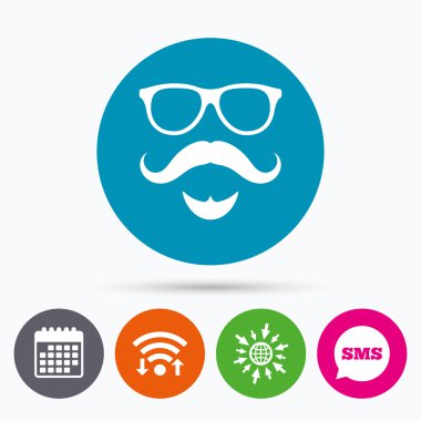 Bıyık ve gözlük işareti simgesi.  