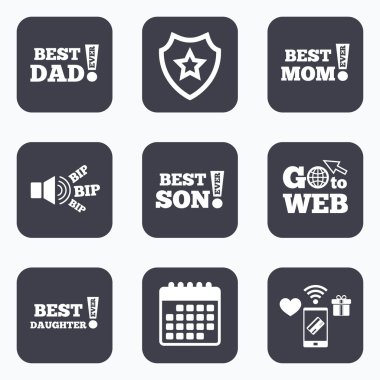 En iyi anne ve baba, oğlu, kızı simgeler.