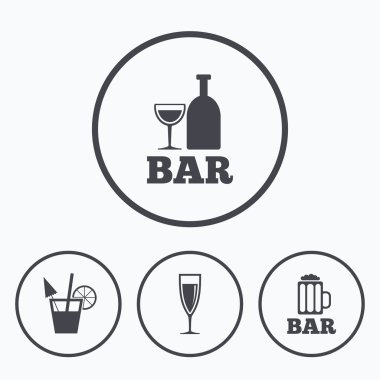 Bar veya pub simgeler. bira ve şampanya cam.