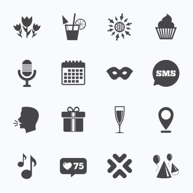 Parti kutlama, doğum günü simgeler. Kokteyl.