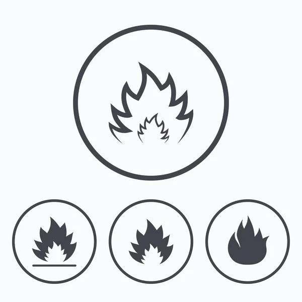 Fire flame icons. Heat signs. — Stock Vector