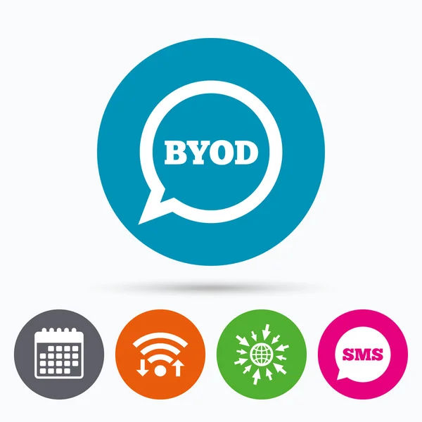 Значок знака BYOD. Принесите свой собственный символ устройства . — стоковый вектор