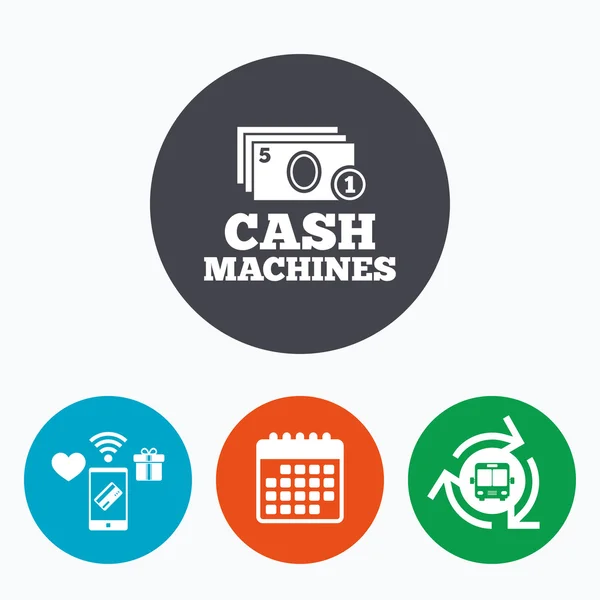 Cash and coin machines sign icon. Paper money. — Stock Vector