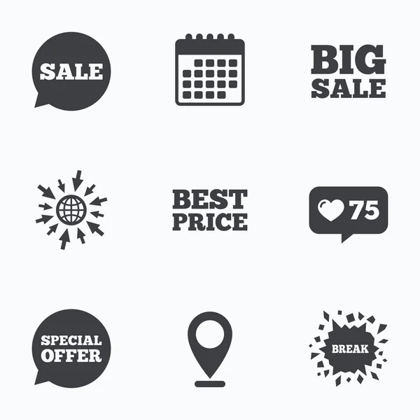 Försäljning ikoner. Specialerbjudande tal bubblor symboler — Stock vektor