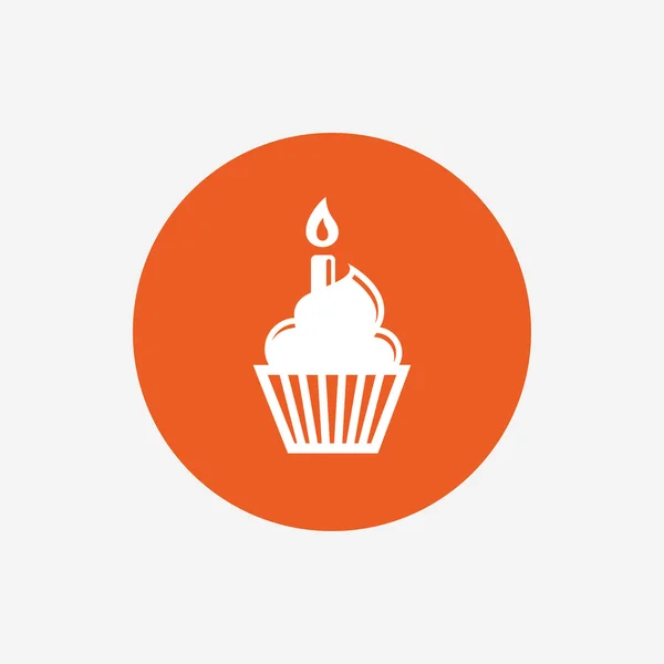 Doğum günü pastası işareti simgesi. Yanan Mum sembolü — Stok Vektör