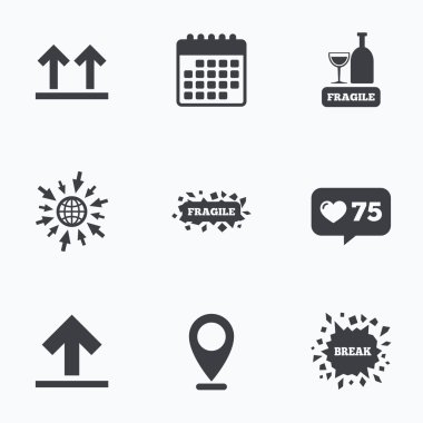 Kırılgan simgeler. Hassas paketi teslim.