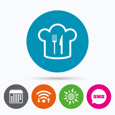 Chef şapka işareti simgesi.  