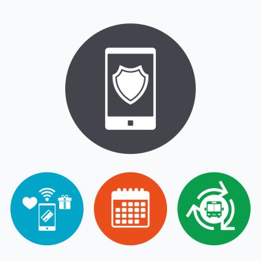 Smartphone koruma işareti simgesi.  