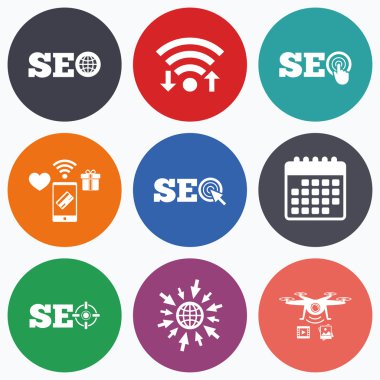 SEO simgeler. Arama Motoru Optimizasyonu sembolleri.