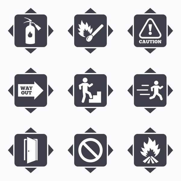 Sécurité incendie, icônes d'urgence . — Image vectorielle