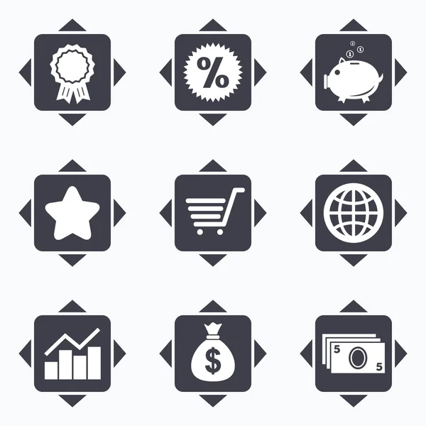 Online shopping, e-commerce and business icons.