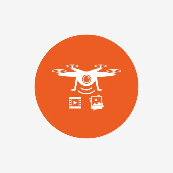 Drone icon. Quadrocopter with video camera. — Stock Vector