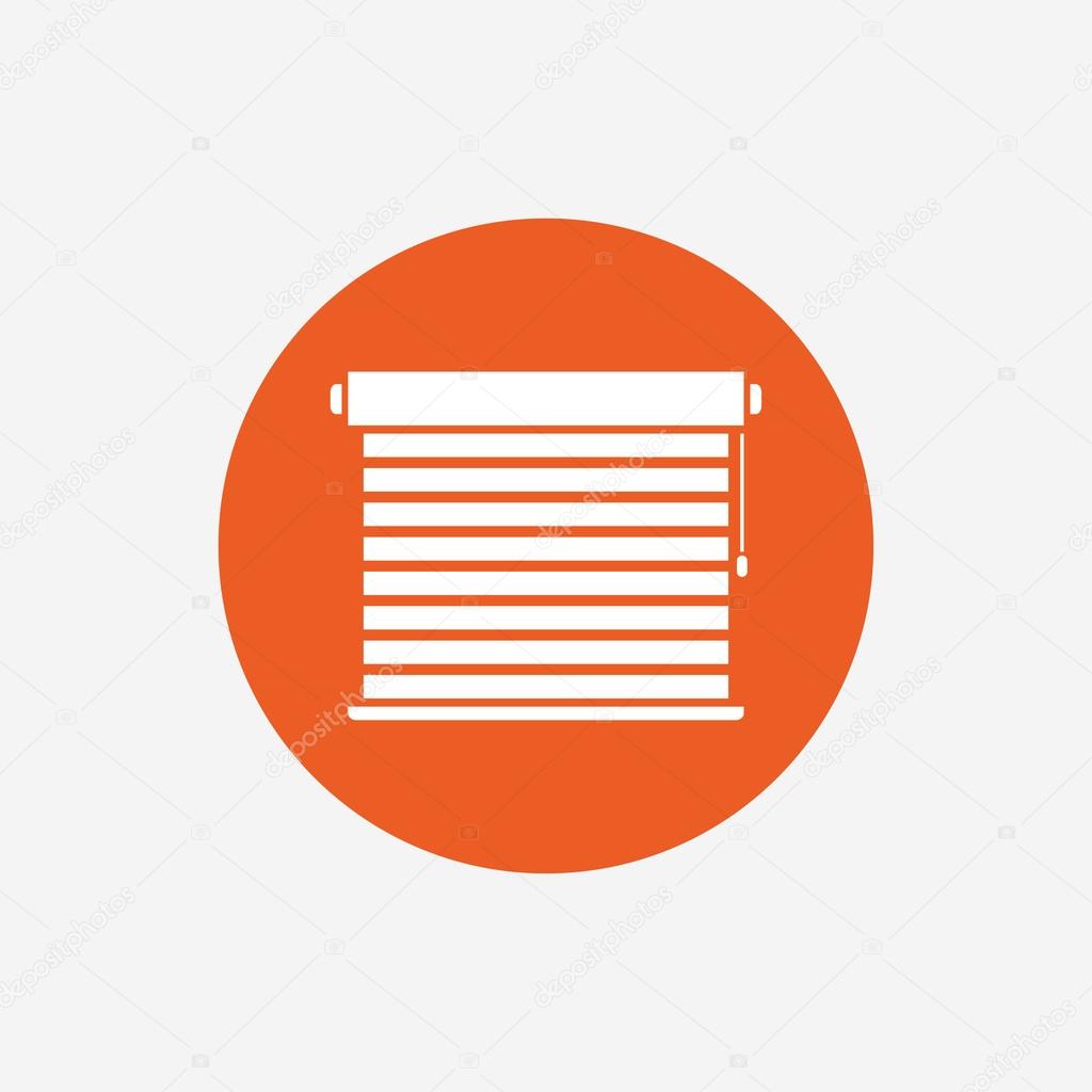 Louvers sign icon. Window blinds or jalousie symbol. Orange circle button with icon. Vector
