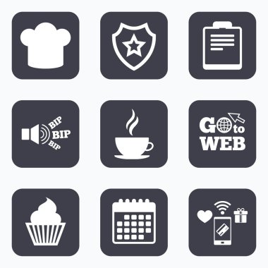 Kahve Kupası simgesi. Chef şapka sembolü. kek cupcake