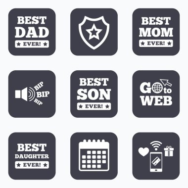 En iyi anne ve baba, oğlu, kızı simgeler.