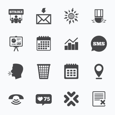 Office, belgeler ve iş simgeleri.