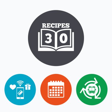 kitabı işareti simgesi. 30 yemek tarifleri kitabı sembolü.