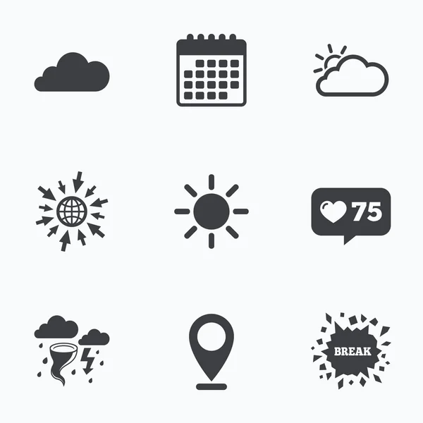 Ícones meteorológicos. Nuvem e sol . —  Vetores de Stock
