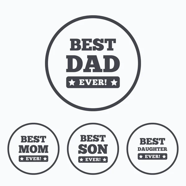 Best mom and dad, son, daughter icons. — Stock Vector