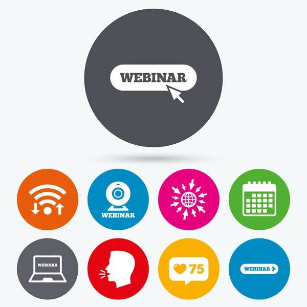 Webinar icons. Web camera — Stock Vector