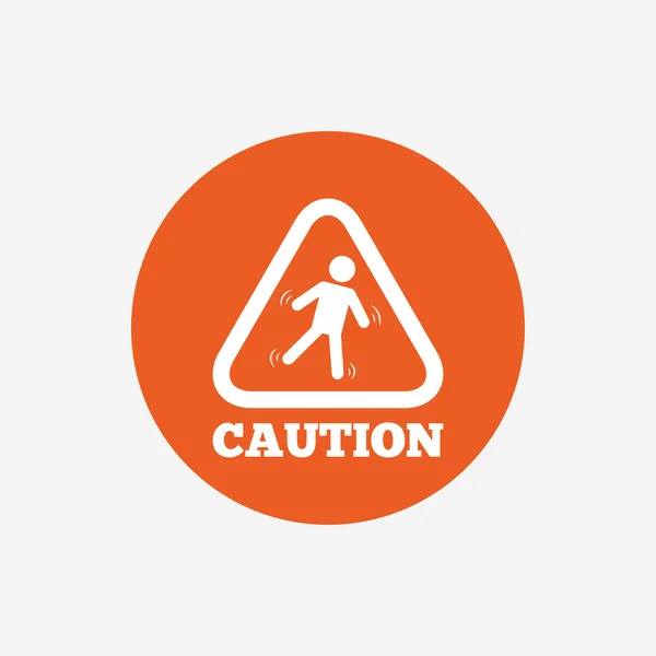 Caution wet floor icon. Human falling symbol. — Stock Vector