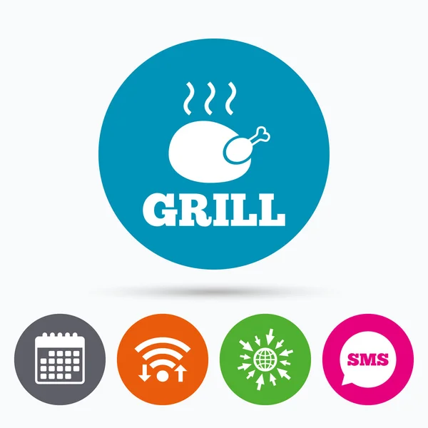 Poulet grill icône signe . — Image vectorielle