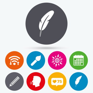 kuş tüyü retro kalem işaretleri.  