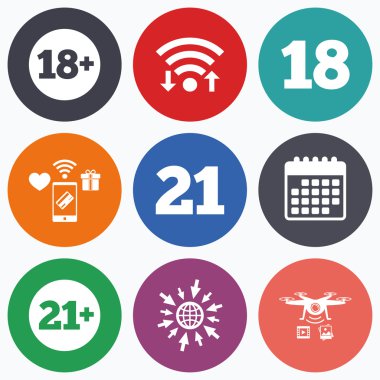 Yetişkin içerik simgeler. on sekiz artı yıl kayıt.