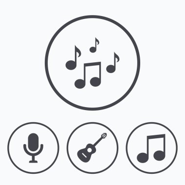 Müzik simgeler. mikrofon, akustik gitar.