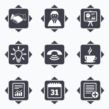 Office, belgeler ve iş simgeleri.