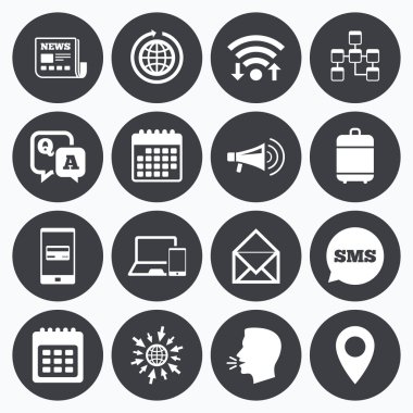 İletişim simgeler. Haber, sohbet mesajları 