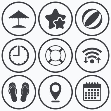 Beach Tatil simgeler. Şemsiye ve sandal.