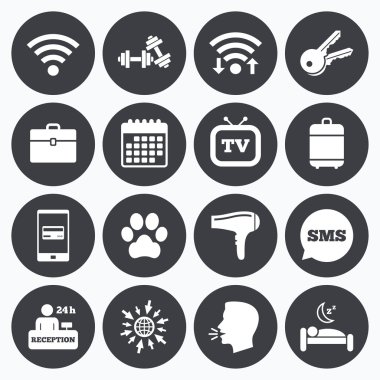 Otel, Oda Servisi simgeler.  