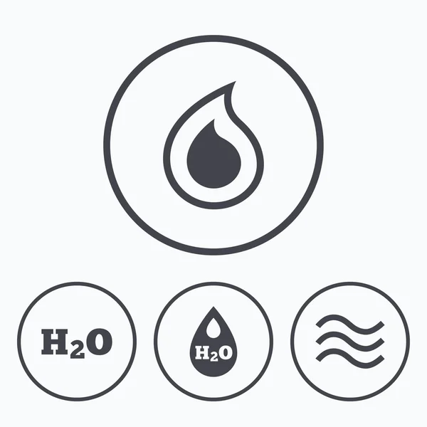 H2O Iconos de gota de agua . — Vector de stock