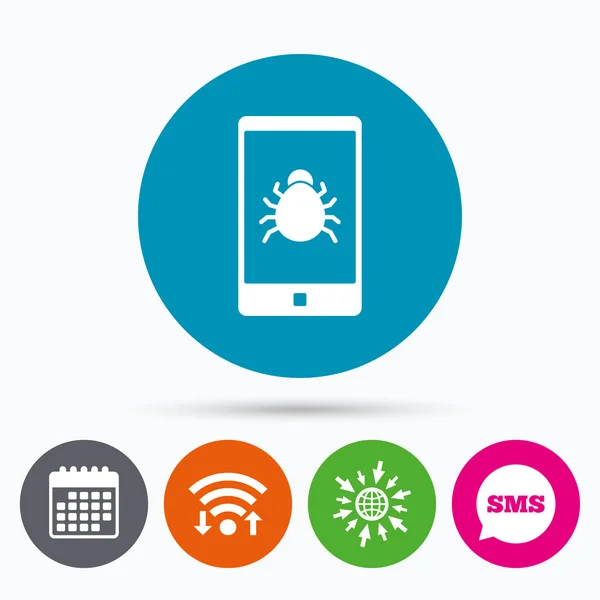 Smartphone virus teken pictogram. — Stockvector