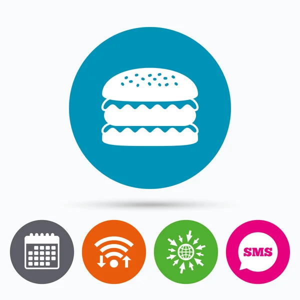 Icono de hamburguesa. Hamburguesa símbolo de alimentos . — Vector de stock