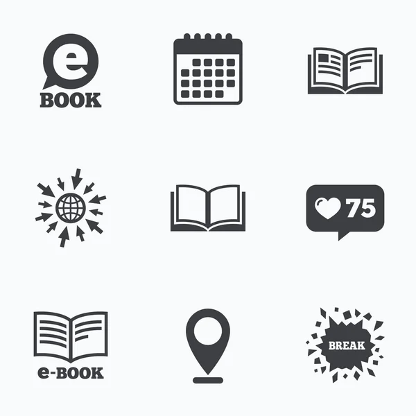Panneaux de livres électroniques. Symboles du livre électronique . — Image vectorielle